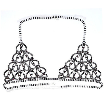 Sexy Bikini With Heart-shaped Rhinestone Claw Chain On Body Chain