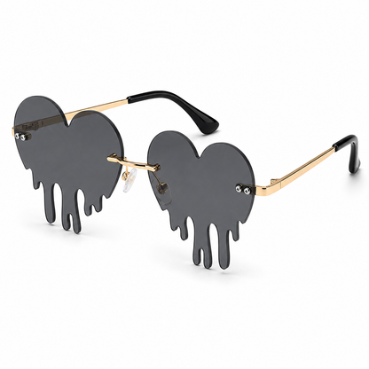 Black Dripping Heart Sunglasses – Gothic Festival & Rave Heart Glasses