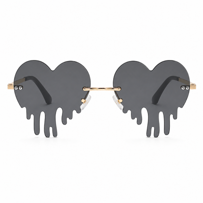 Black Dripping Heart Sunglasses – Gothic Festival & Rave Heart Glasses