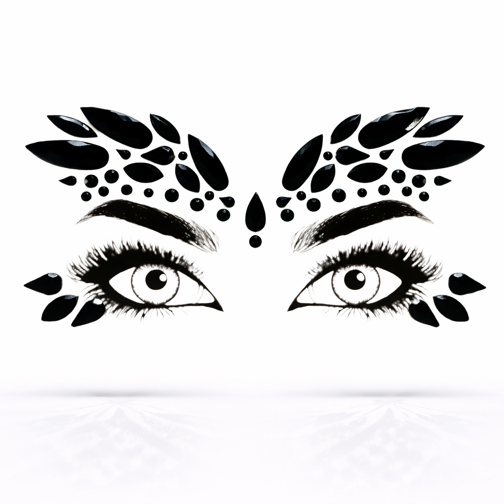 Black Festival Face Gems – Self Adhesive Rave Face Jewels (Nemesis)