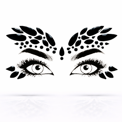 Black Festival Face Gems – Self Adhesive Rave Face Jewels (Nemesis)