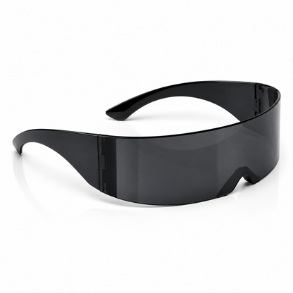 Futuristic Shield Sunglasses – Black Cyber Rave Visor