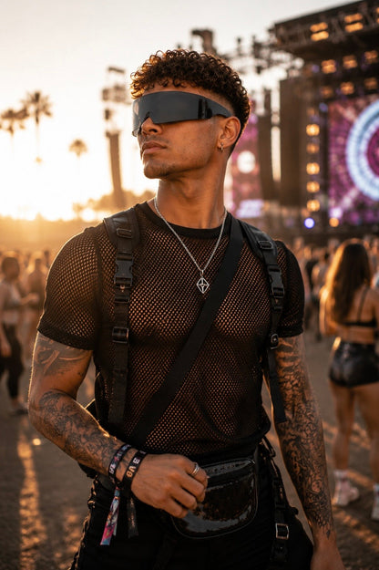 Futuristic Shield Sunglasses – Black Cyber Rave Visor