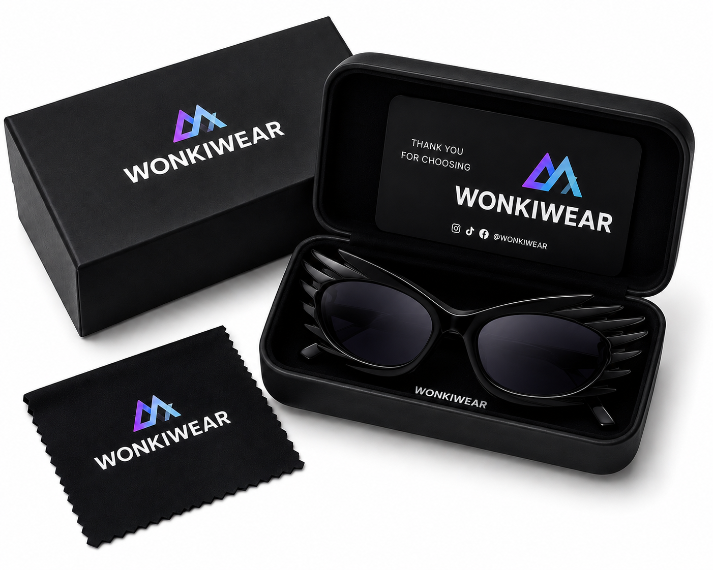 Black Futuristic Spikey Ridged Sunglasses – Cyber Rave Statement Glasses