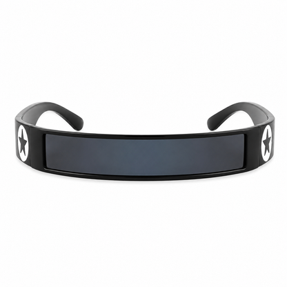 Black Futuristic Star Shield Sunglasses – Cyber Rave Statement Glasses