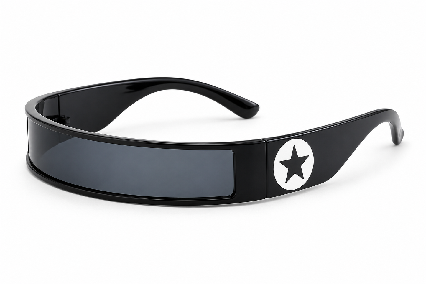 Black Futuristic Star Shield Sunglasses – Cyber Rave Statement Glasses