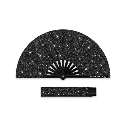Black Glitter Festival Fan + Matching Leg Holster – Ultimate Rave Bundle