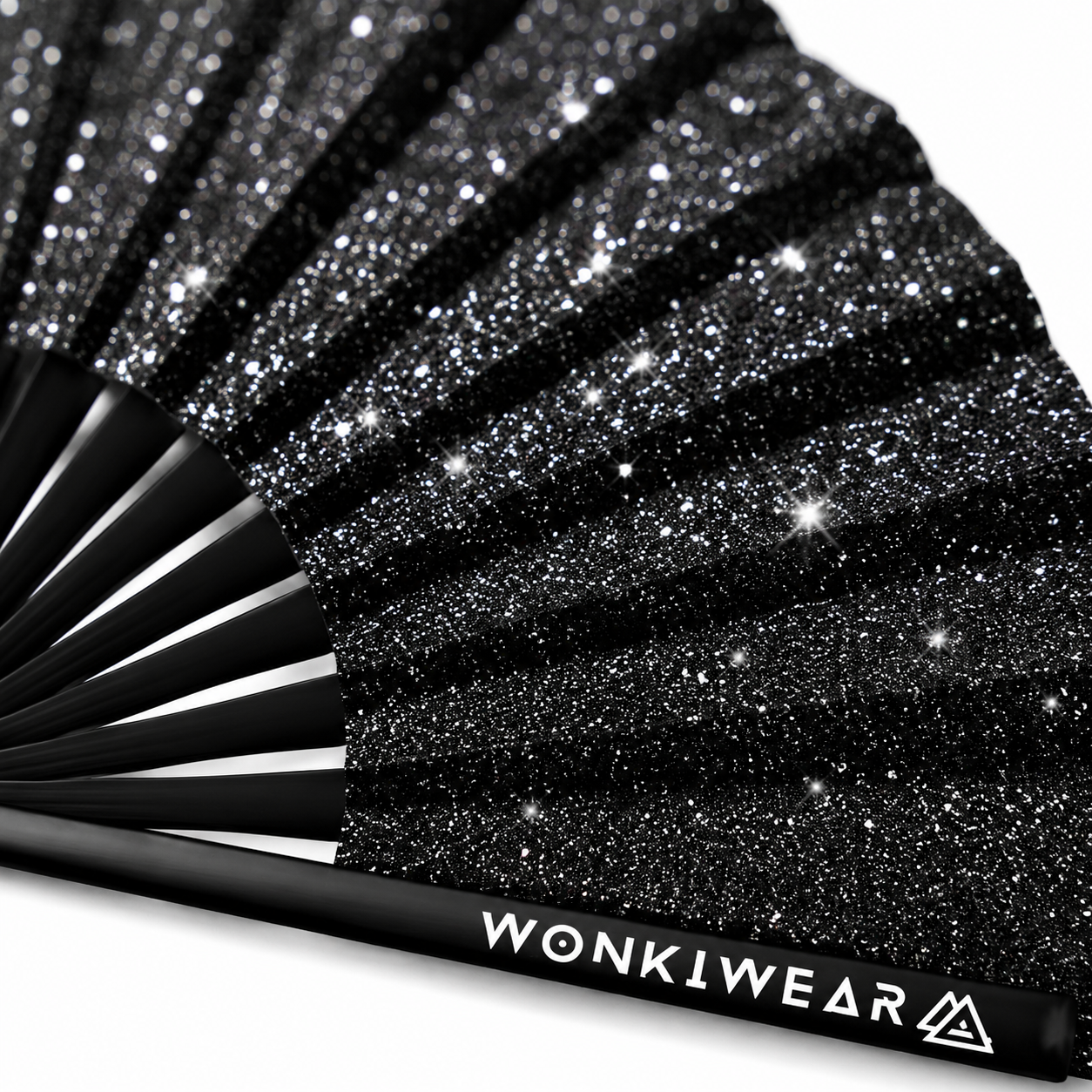 Black Glitter Festival Fan + Matching Leg Holster – Ultimate Rave Bundle