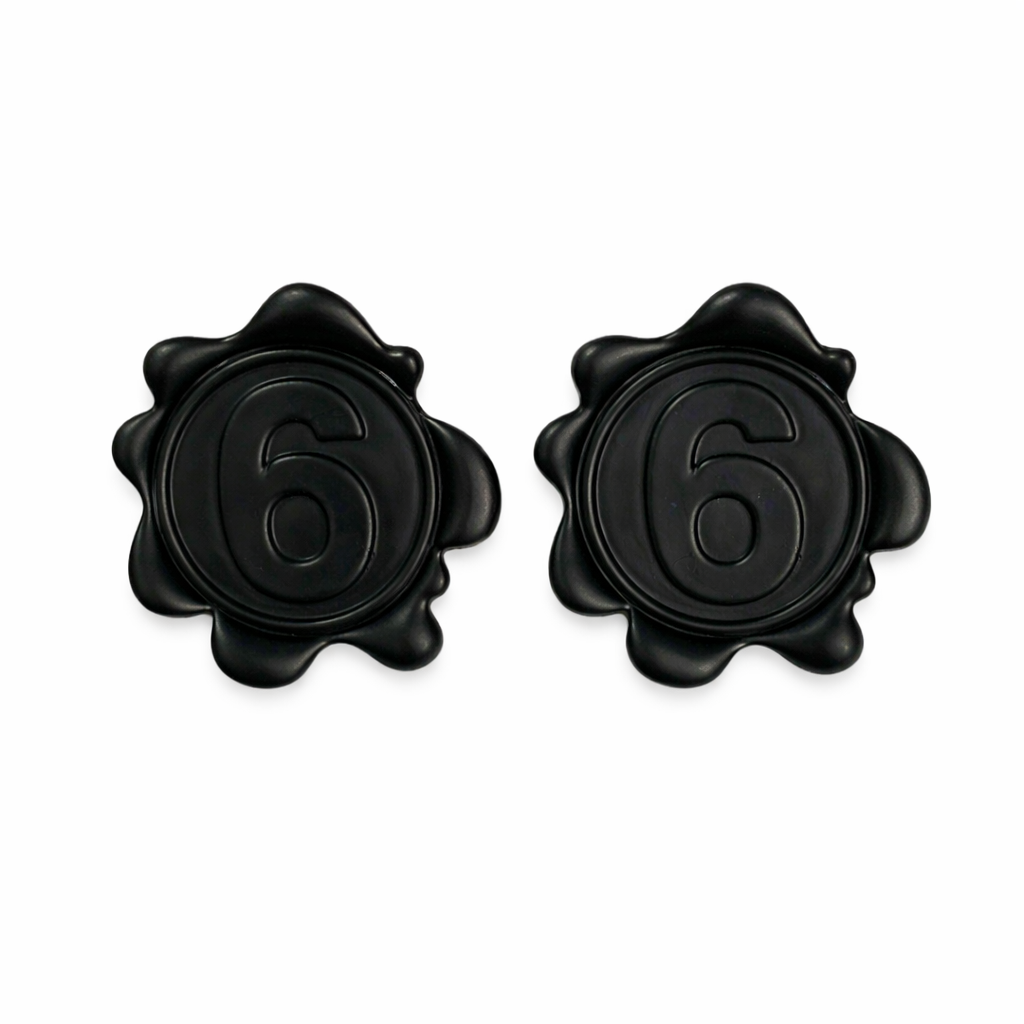 Black Number 6 Earrings – Gothic Rave Statement Studs