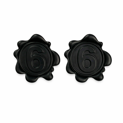Black Number 6 Earrings – Gothic Rave Statement Studs