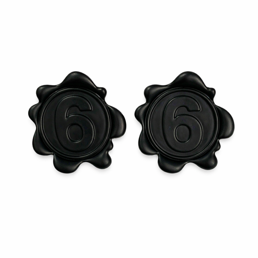 Black Number 6 Earrings – Gothic Rave Statement Studs