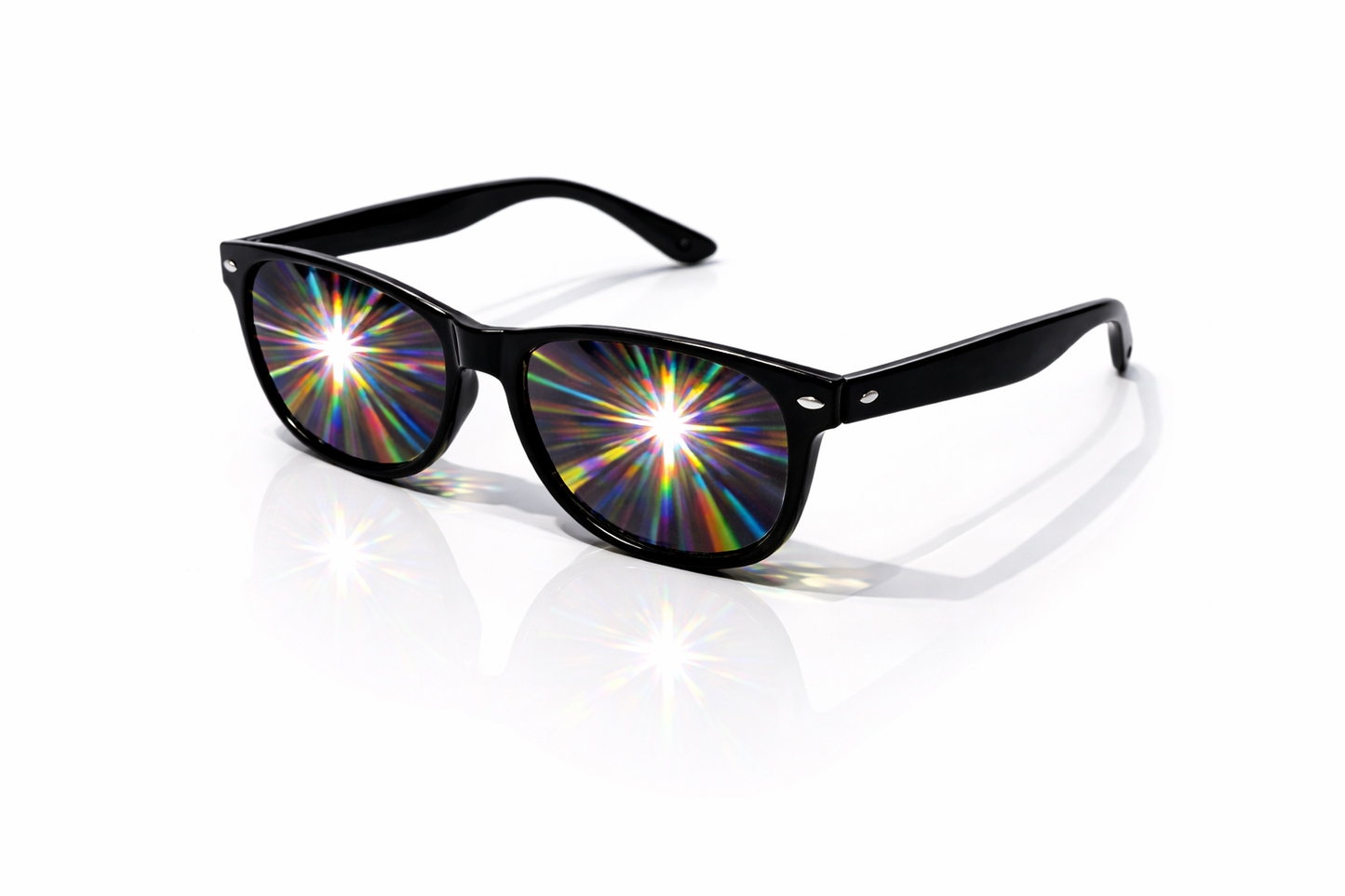 Starburst Diffraction Glasses – Rainbow Rave Festival Light Explosion Glasses (White Frame)
