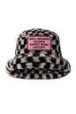 Handmade Black & White Chequered Furry Bucket Hat – Well Behaved Women Rarely Make History