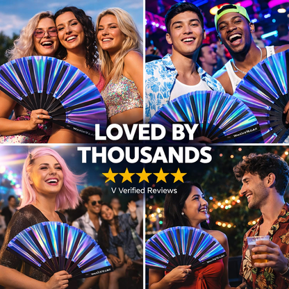 Blue Temptress Iridescent Festival Fan (XL Rave Fan UK)