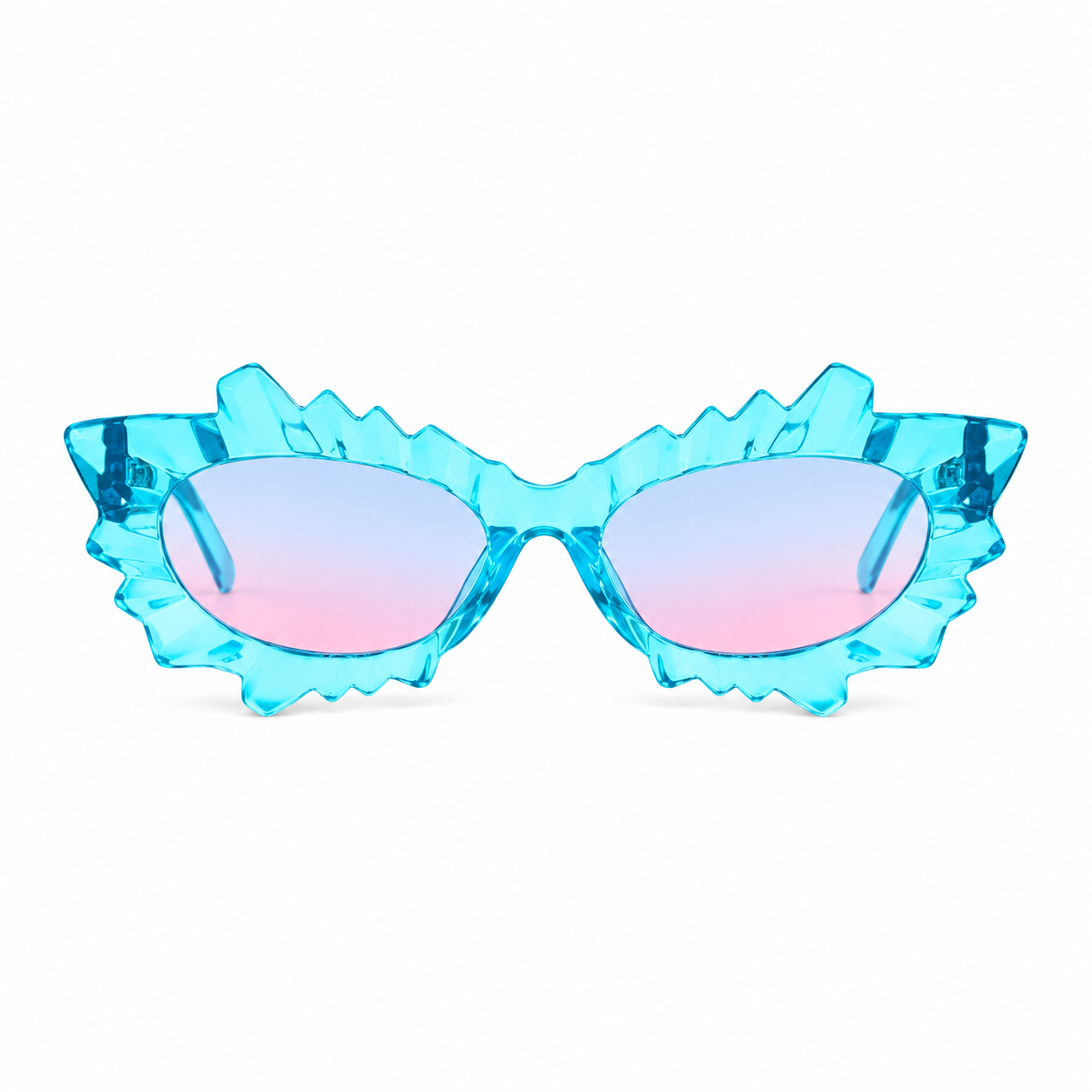 Blue Irregular Cat Eye Sunglasses – Statement Festival Glasses