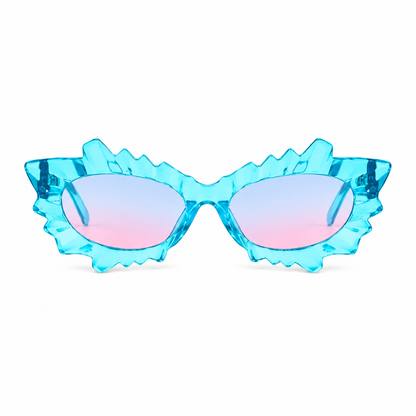 Blue Irregular Cat Eye Sunglasses – Statement Festival Glasses