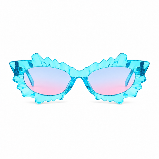 Blue Irregular Cat Eye Sunglasses – Statement Festival Glasses
