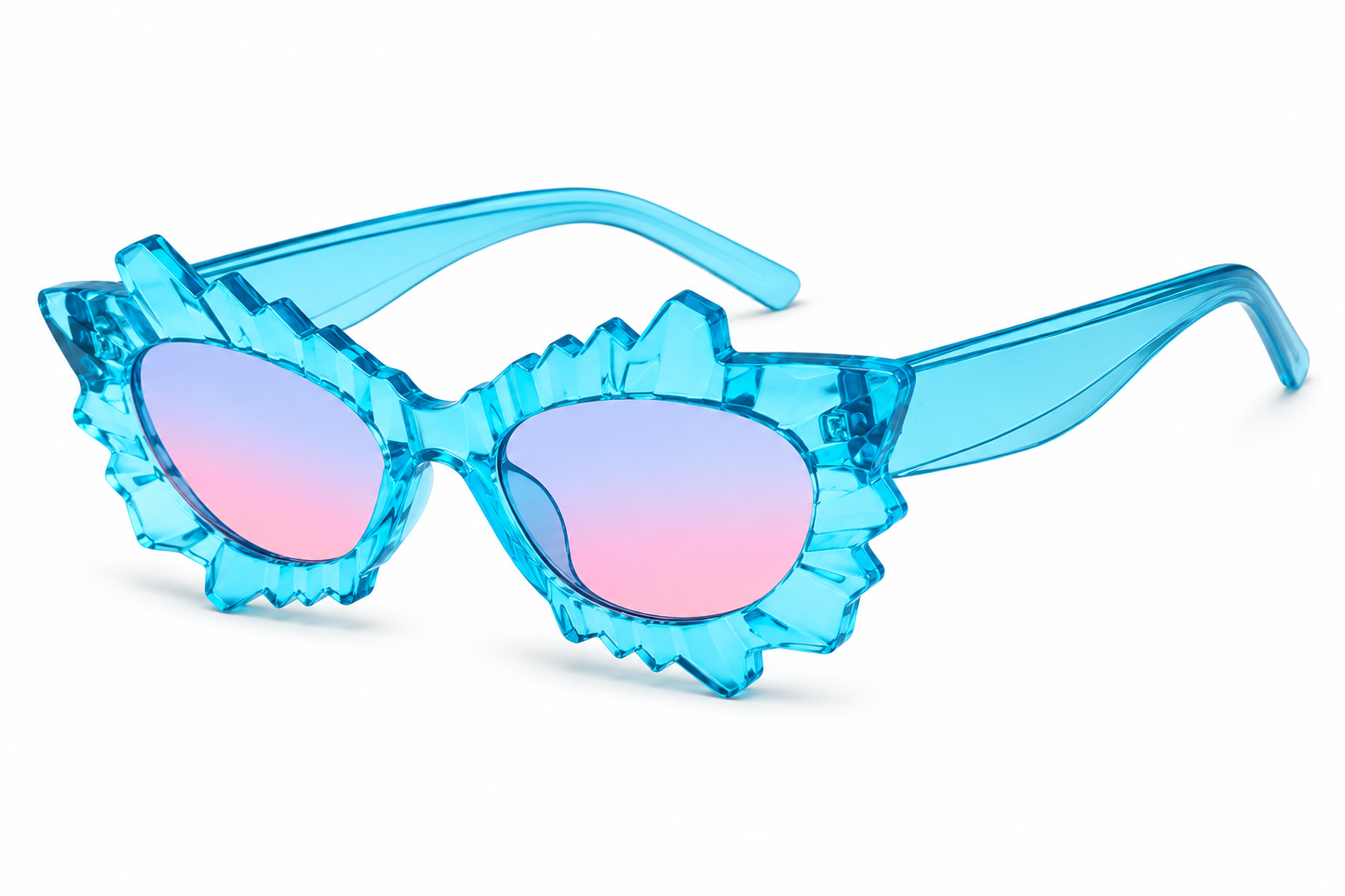 Blue Irregular Cat Eye Sunglasses – Statement Festival Glasses