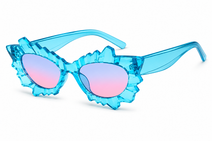 Blue Irregular Cat Eye Sunglasses – Statement Festival Glasses