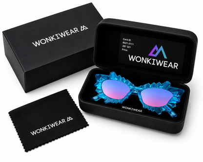 Blue Irregular Cat Eye Sunglasses – Statement Festival Glasses