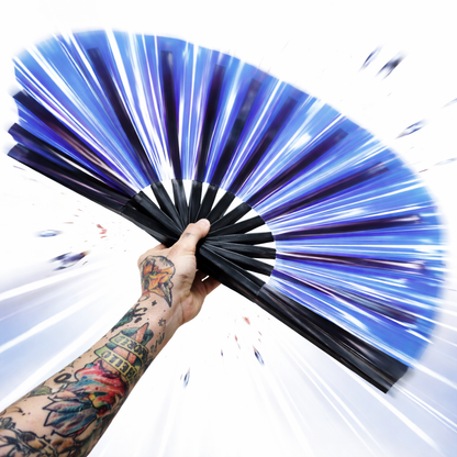 Blue Temptress Iridescent Festival Fan (XL Rave Fan UK)