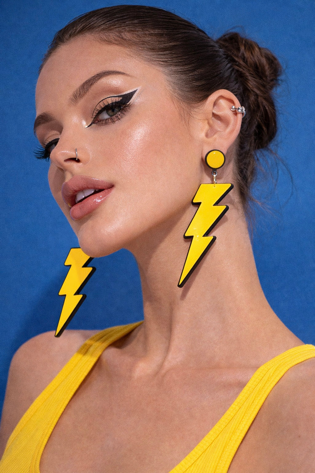 Yellow Lightning Bolt Earrings UK – Bold Statement Drop Earrings (Bright Acrylic Jewellery)
