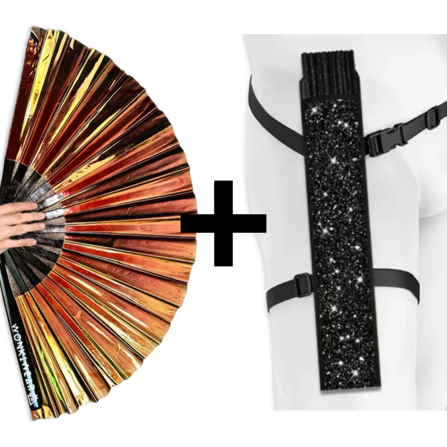 Bronzed Iridescent Festival Fan (XL Rave Fan UK)
