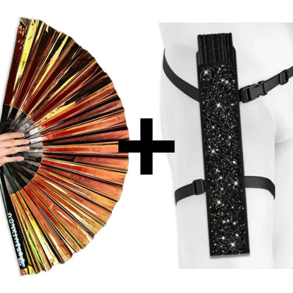 Bronzed Iridescent Festival Fan (XL Rave Fan UK)