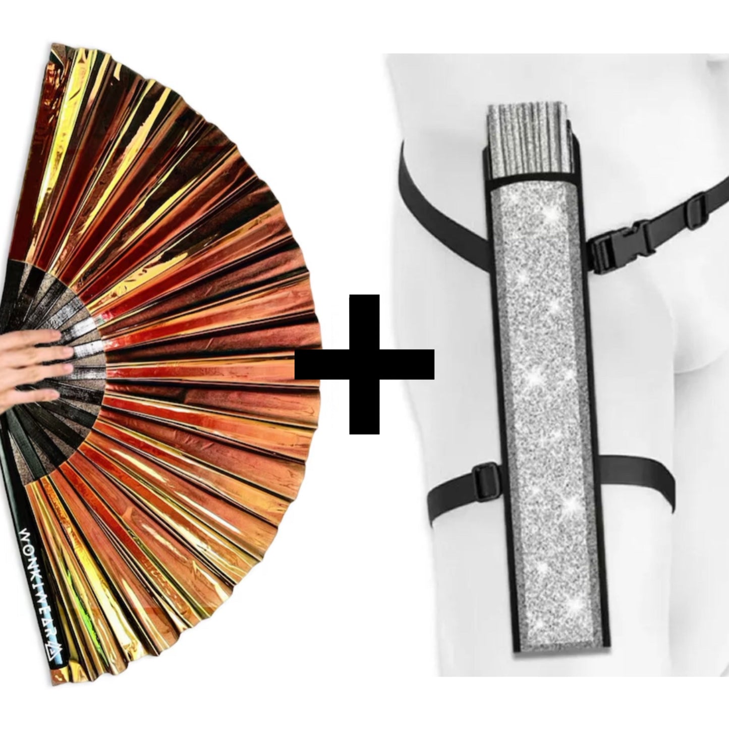 Bronzed Iridescent Festival Fan (XL Rave Fan UK)