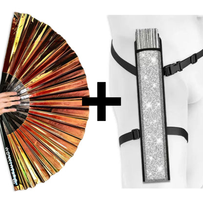 Bronzed Iridescent Festival Fan (XL Rave Fan UK)
