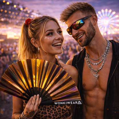 Bronzed Iridescent Festival Fan (XL Rave Fan UK)