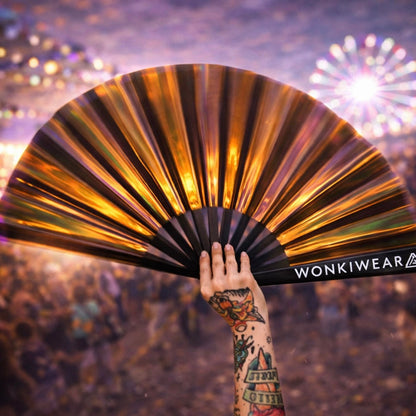 Bronzed Iridescent Festival Fan (XL Rave Fan UK)