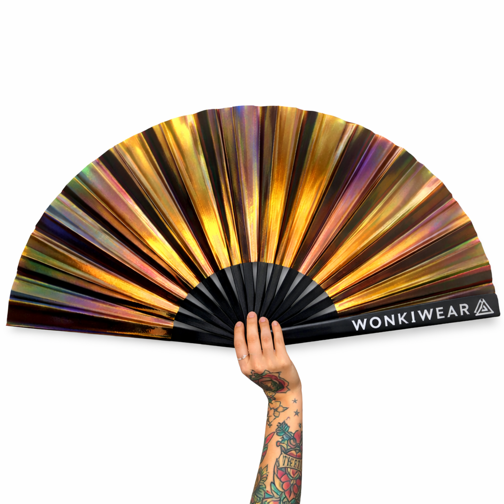 Bronzed Iridescent Festival Fan (XL Rave Fan UK)