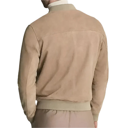 Men’s Brown Suede Leather Bomber Jacket