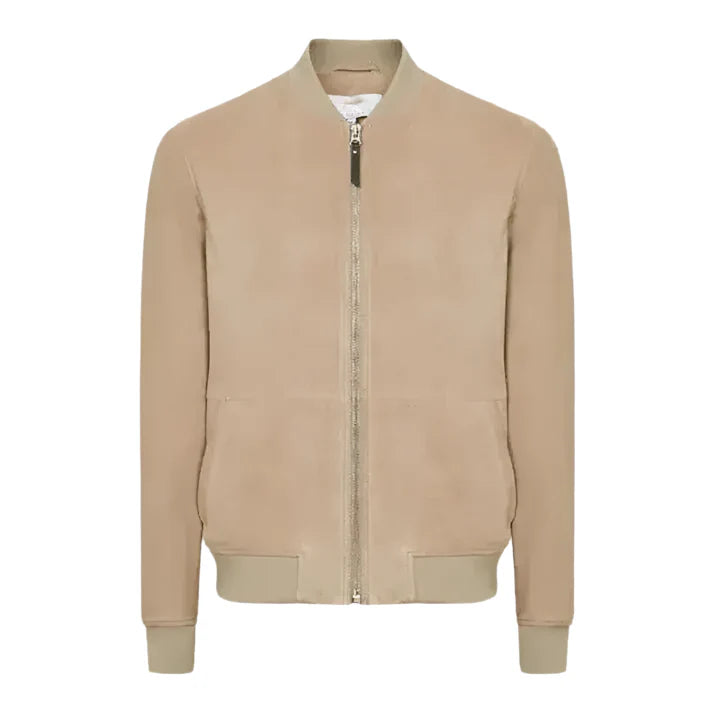 Men’s Brown Suede Leather Bomber Jacket