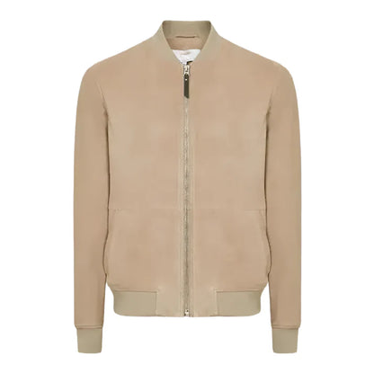 Men’s Brown Suede Leather Bomber Jacket