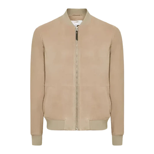 Men’s Brown Suede Leather Bomber Jacket