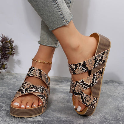 Women's Woven Cross-Strap Platform Sandals - Summer Beach Slippers | Flat Comfort Slides
