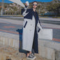 Women's Windbreaker Korean Style Hit Color Double-breasted Plaid Fashion Mid-length Coat