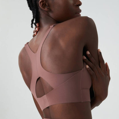 Solid Color Adjustable Back-Buckle Sports Bra-2