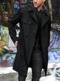 Long Sleeve Trench Coat Men's Lapel Slim Double-breasted Coat