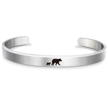 Stainless Steel Mama Bear Bracelet Mother's Day Gift