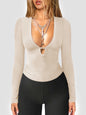 Deep V-neck Hollow Y2g Hot Girl Fashion Elegant Slim-fit Long Sleeve