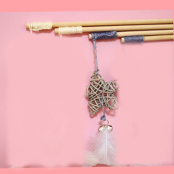 Cat Toy Teaser Plush Feather Bell Teaser Relieving Boredom Self-Hi Pet