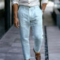 Men's Linen Trousers Solid Color Breathable Casual Pants Outdoor Clothing