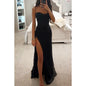 Women's V-Neck Split Maxi Dress - Elegant Sleeveless Evening Party Gown