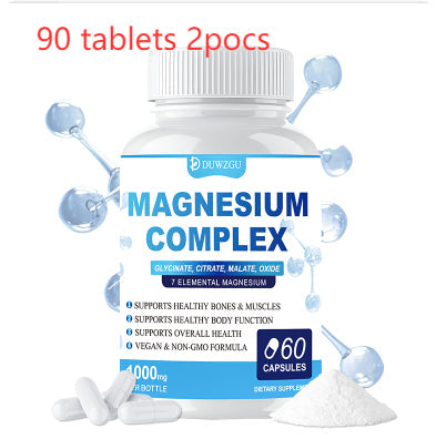 Magnesium Complex Supplement With Glycinate Citrate, Malate Oxide, Supports Bone, Muscle Digestive Health, Vegan Non-GMO, 60 Capsules