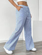 New Striped Trousers With Pockets Casual Versatile Loose Wide Leg Pants Women's Clothing