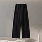Fashion Long Sleeve O-neck Pleated Top Wide Leg Pants Women's Suit