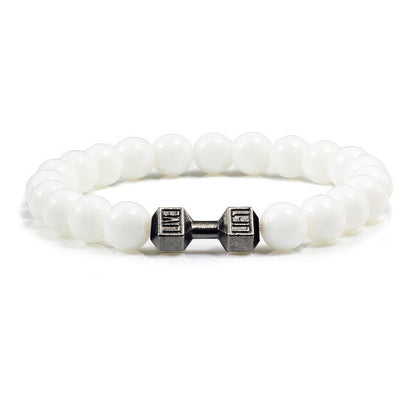 Turquoise Energy Healing Bracelet - Gun Black Barbell Bead Bracelet for Men & Women | Natural Stone Jewelry